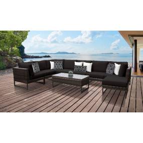 Amalfi 9 Piece Outdoor Wicker Patio Furniture Set 09d in Black - TK Classics Amalfi-09D-Brn-Black