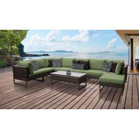 Amalfi 9 Piece Outdoor Wicker Patio Furniture Set 09d in Cilantro - TK Classics Amalfi-09D-Brn-Cilantro
