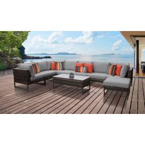 Amalfi 9 Piece Outdoor Wicker Patio Furniture Set 09d in Grey - TK Classics Amalfi-09D-Brn-Grey