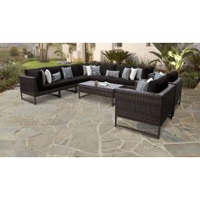 Amalfi 10 Piece Outdoor Wicker Patio Furniture Set 10a in Black - TK Classics Amalfi-10A-Brn-Black