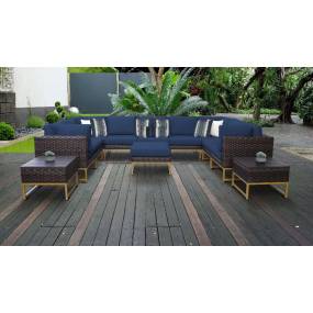 Amalfi 12 Piece Outdoor Wicker Patio Furniture Set 12g in Navy - TK Classics Amalfi-12G-Gld-Navy