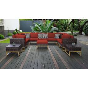 Amalfi 12 Piece Outdoor Wicker Patio Furniture Set 12g in Terracotta - TK Classics Amalfi-12G-Gld-Terracotta