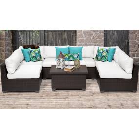 Belle 7 Piece Outdoor Wicker Patio Furniture Set 07a in Sail White - TK Classics Belle-07A-White