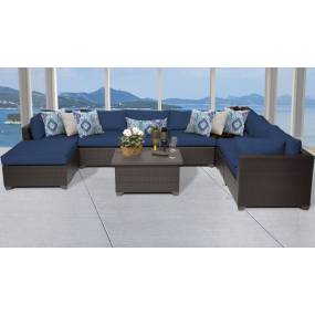 Belle 9 Piece Outdoor Wicker Patio Furniture Set 09b in Navy - TK Classics Belle-09B-Navy
