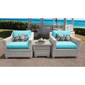 Fairmont 3 Piece Outdoor Wicker Patio Furniture Set 03a in Aruba - TK Classics Fairmont-03A-Aruba