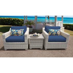 Fairmont 3 Piece Outdoor Wicker Patio Furniture Set 03a in Navy - TK Classics Fairmont-03A-Navy