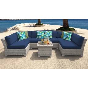 Fairmont 7 Piece Outdoor Wicker Patio Furniture Set 07c in Navy - TK Classics Fairmont-07C-Navy