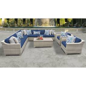 Fairmont 10 Piece Outdoor Wicker Patio Furniture Set 10a in Navy - TK Classics Fairmont-10A-Navy