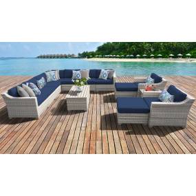 Fairmont 13 Piece Outdoor Wicker Patio Furniture Set 13a in Navy - TK Classics Fairmont-13A-Navy