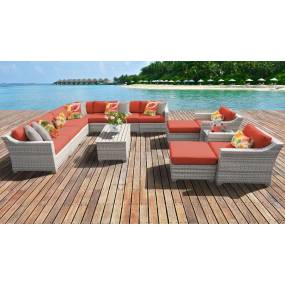 Fairmont 13 Piece Outdoor Wicker Patio Furniture Set 13a in Tangerine - TK Classics Fairmont-13A-Tangerine