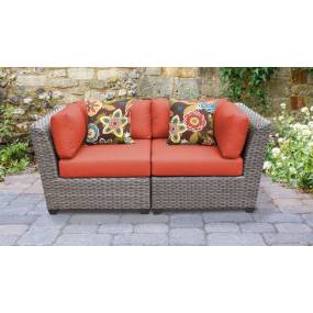 Florence 2 Piece Outdoor Wicker Patio Furniture Set 02a in Tangerine - TK Classics Florence-02A-Tangerine
