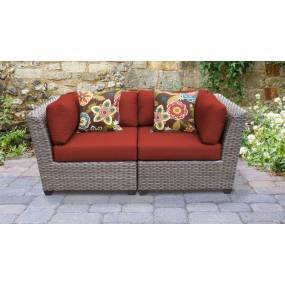 Florence 2 Piece Outdoor Wicker Patio Furniture Set 02a in Terracotta - TK Classics Florence-02A-Terracotta
