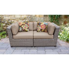 Florence 2 Piece Outdoor Wicker Patio Furniture Set 02a in Wheat - TK Classics Florence-02A-Wheat