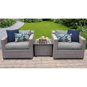 Florence 3 Piece Outdoor Wicker Patio Furniture Set 03a in Grey - TK Classics Florence-03A-Grey