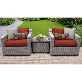 Florence 3 Piece Outdoor Wicker Patio Furniture Set 03a in Terracotta - TK Classics Florence-03A-Terracotta