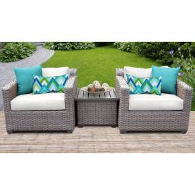Florence 3 Piece Outdoor Wicker Patio Furniture Set 03a in Sail White - TK Classics Florence-03A-White
