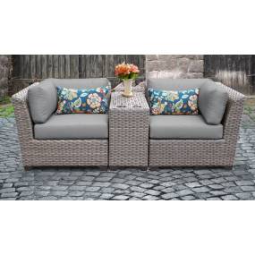 Florence 3 Piece Outdoor Wicker Patio Furniture Set 03b in Grey - TK Classics Florence-03B-Grey