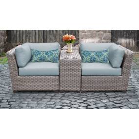 Florence 3 Piece Outdoor Wicker Patio Furniture Set 03b in Spa - TK Classics Florence-03B-Spa