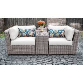 Florence 3 Piece Outdoor Wicker Patio Furniture Set 03b in Sail White - TK Classics Florence-03B-White