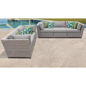 Florence 5 Piece Outdoor Wicker Patio Furniture Set 05a in Grey - TK Classics Florence-05A-Grey