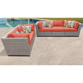 Florence 5 Piece Outdoor Wicker Patio Furniture Set 05a in Tangerine - TK Classics Florence-05A-Tangerine