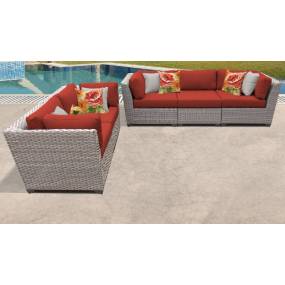 Florence 5 Piece Outdoor Wicker Patio Furniture Set 05a in Terracotta - TK Classics Florence-05A-Terracotta