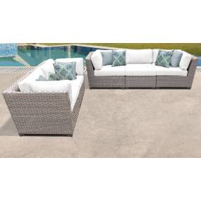 Florence 5 Piece Outdoor Wicker Patio Furniture Set 05a in Sail White - TK Classics Florence-05A-White