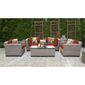 Florence 6 Piece Outdoor Wicker Patio Furniture Set 06d in Terracotta - TK Classics Florence-06D-Terracotta