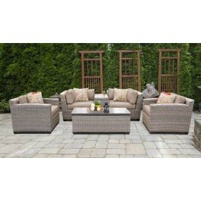 Florence 6 Piece Outdoor Wicker Patio Furniture Set 06d in Wheat - TK Classics Florence-06D-Wheat