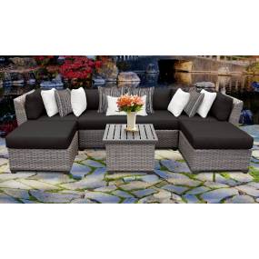 Florence 7 Piece Outdoor Wicker Patio Furniture Set 07a in Black - TK Classics Florence-07A-Black