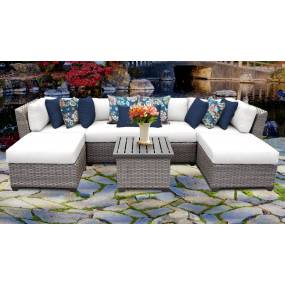 Florence 7 Piece Outdoor Wicker Patio Furniture Set 07a in Sail White - TK Classics Florence-07A-White
