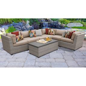 Florence 7 Piece Outdoor Wicker Patio Furniture Set 07b in Wheat - TK Classics Florence-07B-Wheat