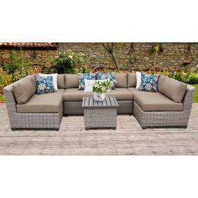 Florence 7 Piece Outdoor Wicker Patio Furniture Set 07c in Wheat - TK Classics Florence-07C-Wheat