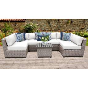 Florence 7 Piece Outdoor Wicker Patio Furniture Set 07c in Sail White - TK Classics Florence-07C-White