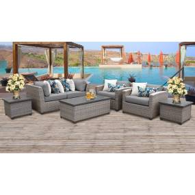 Florence 7 Piece Outdoor Wicker Patio Furniture Set 07d in Grey - TK Classics Florence-07D