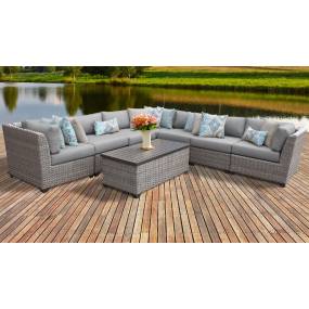 Florence 8 Piece Outdoor Wicker Patio Furniture Set 08a in Grey - TK Classics Florence-08A-Grey