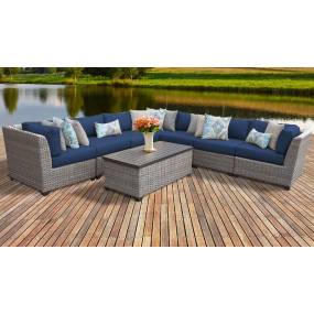 Florence 8 Piece Outdoor Wicker Patio Furniture Set 08a in Navy - TK Classics Florence-08A-Navy