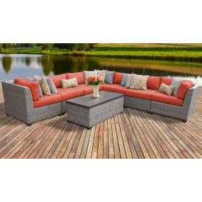 Florence 8 Piece Outdoor Wicker Patio Furniture Set 08a in Tangerine - TK Classics Florence-08A-Tangerine