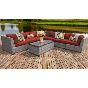 Florence 8 Piece Outdoor Wicker Patio Furniture Set 08a in Terracotta - TK Classics Florence-08A-Terracotta