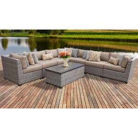 Florence 8 Piece Outdoor Wicker Patio Furniture Set 08a in Wheat - TK Classics Florence-08A-Wheat