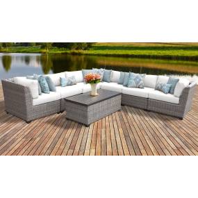 Florence 8 Piece Outdoor Wicker Patio Furniture Set 08a in Sail White - TK Classics Florence-08A-White