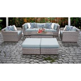 Florence 8 Piece Outdoor Wicker Patio Furniture Set 08c in Spa - TK Classics Florence-08C-Spa