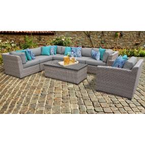 Florence 8 Piece Outdoor Wicker Patio Furniture Set 08d in Grey - TK Classics Florence-08D-Grey