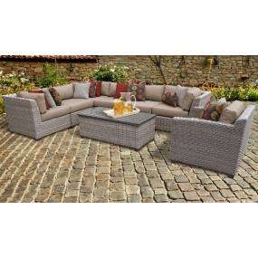 Florence 8 Piece Outdoor Wicker Patio Furniture Set 08d in Wheat - TK Classics Florence-08D-Wheat