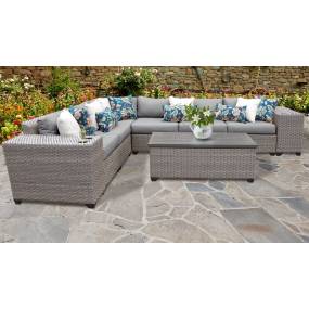 Florence 9 Piece Outdoor Wicker Patio Furniture Set 09b in Grey - TK Classics Florence-09B-Grey