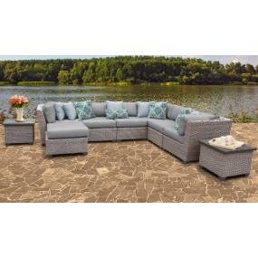 Florence 9 Piece Outdoor Wicker Patio Furniture Set 09c in Grey - TK Classics Florence-09C-Grey
