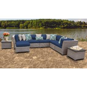 Florence 9 Piece Outdoor Wicker Patio Furniture Set 09c in Navy - TK Classics Florence-09C-Navy