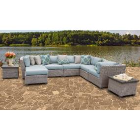 Florence 9 Piece Outdoor Wicker Patio Furniture Set 09c in Spa - TK Classics Florence-09C-Spa
