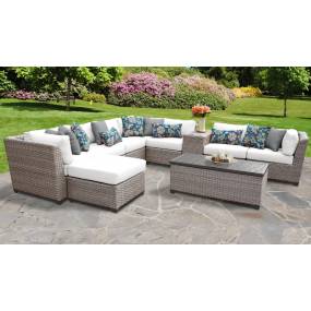 Florence 10 Piece Outdoor Wicker Patio Furniture Set 10b in Sail White - TK Classics Florence-10B-White