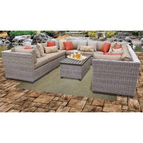Florence 11 Piece Outdoor Wicker Patio Furniture Set 11a in Wheat - TK Classics Florence-11A-Wheat